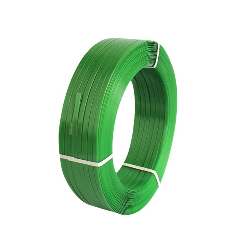 PET Plastic Steel Strapping Band, 0.63 in Width, 0.031 in Thickness, 547 yd Length, 880 lb Tensile Strength, Green
