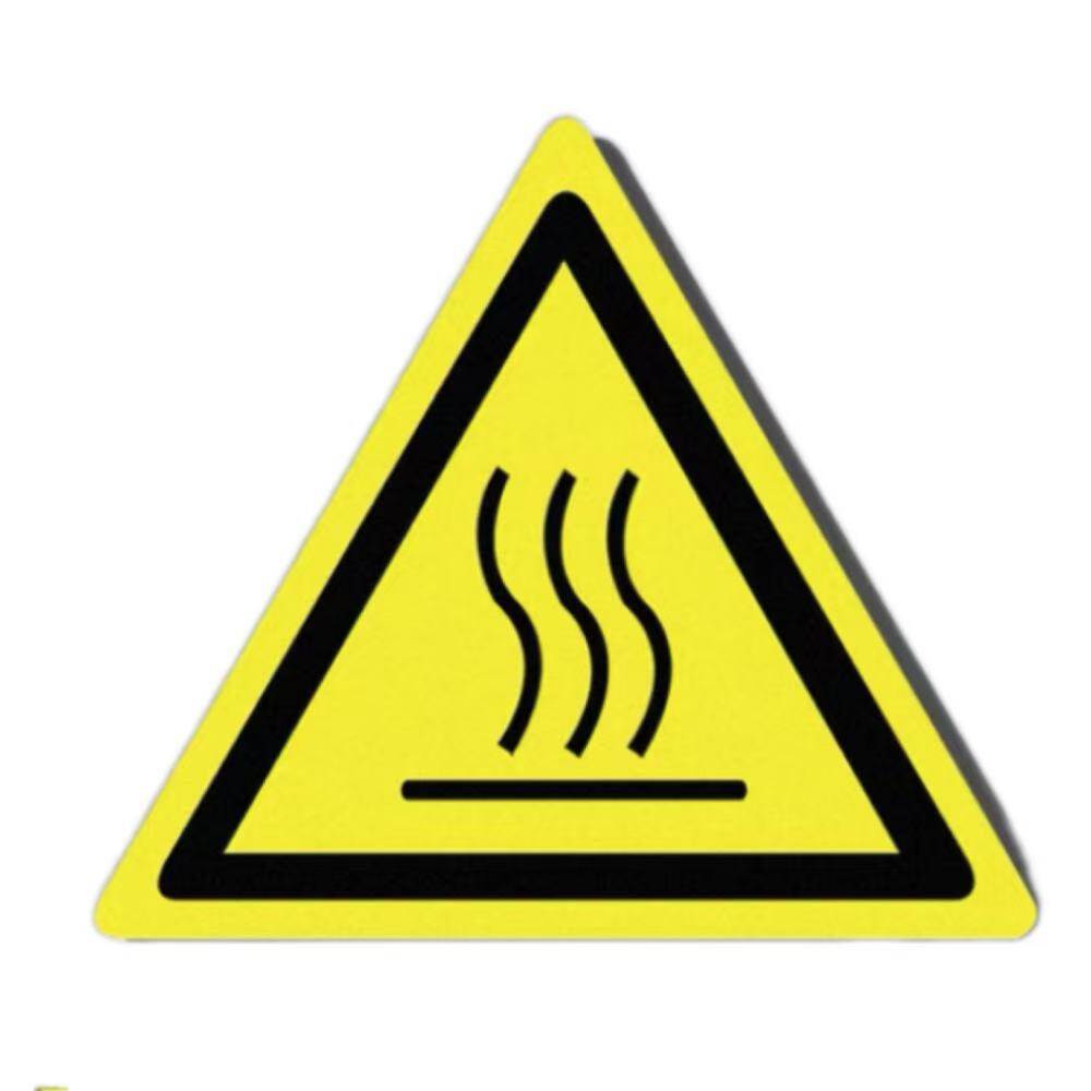 High temperature burn warning label safety sign sticker, model HIT K007, equilateral triangle, size 2.00 inch, Pkg Qty 5