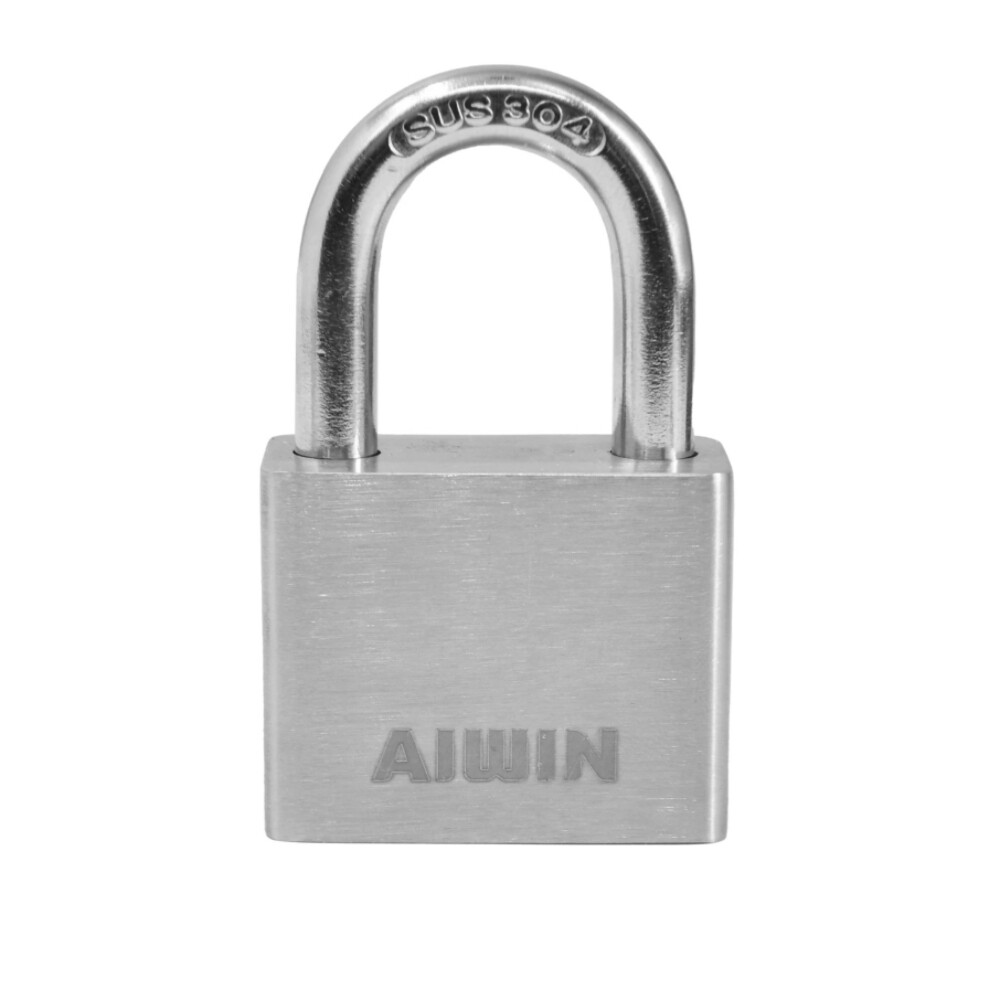 Short shackle grey iron padlock, model W Grey50, grey, keyed different, lock body width 1.97 inch