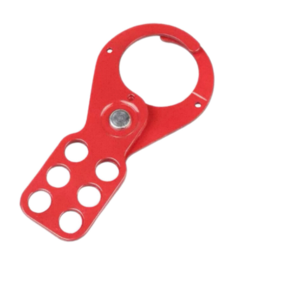 Economical steel notch hasp lock, model BD K23, hook diameter 1.00 inch, lock hole diameter 0.41 inch, holds 6 padlocks