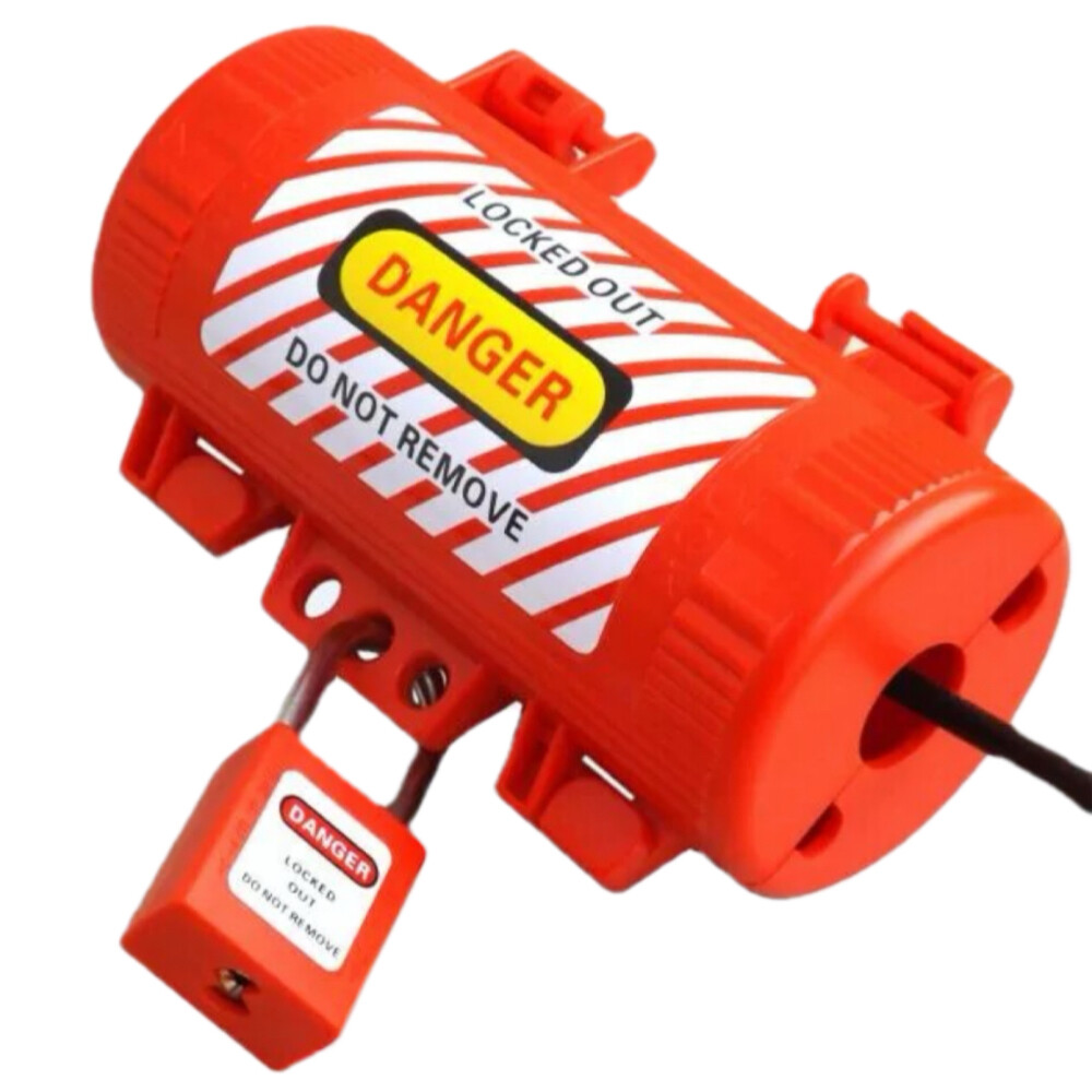 Small plug lockout device, model HA03204, inner length 3.31 inch, inner width 1.77 inch, inner height 1.77 inch, for 110 volt to 600 volt plugs