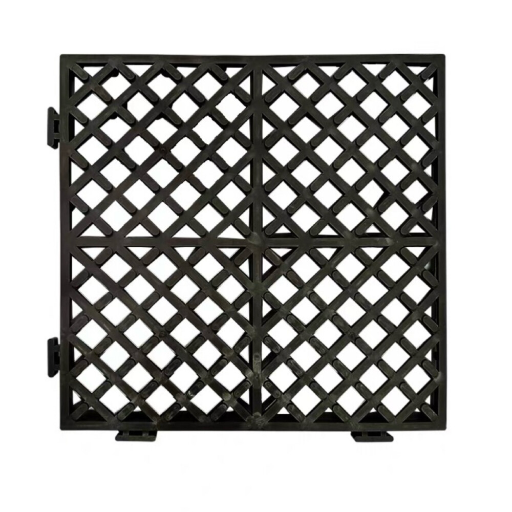 Multi directional interlocking grid drainage plate, yellow, PP material, length 15.75 inch, width 15.75 inch, thickness 1.18 inch