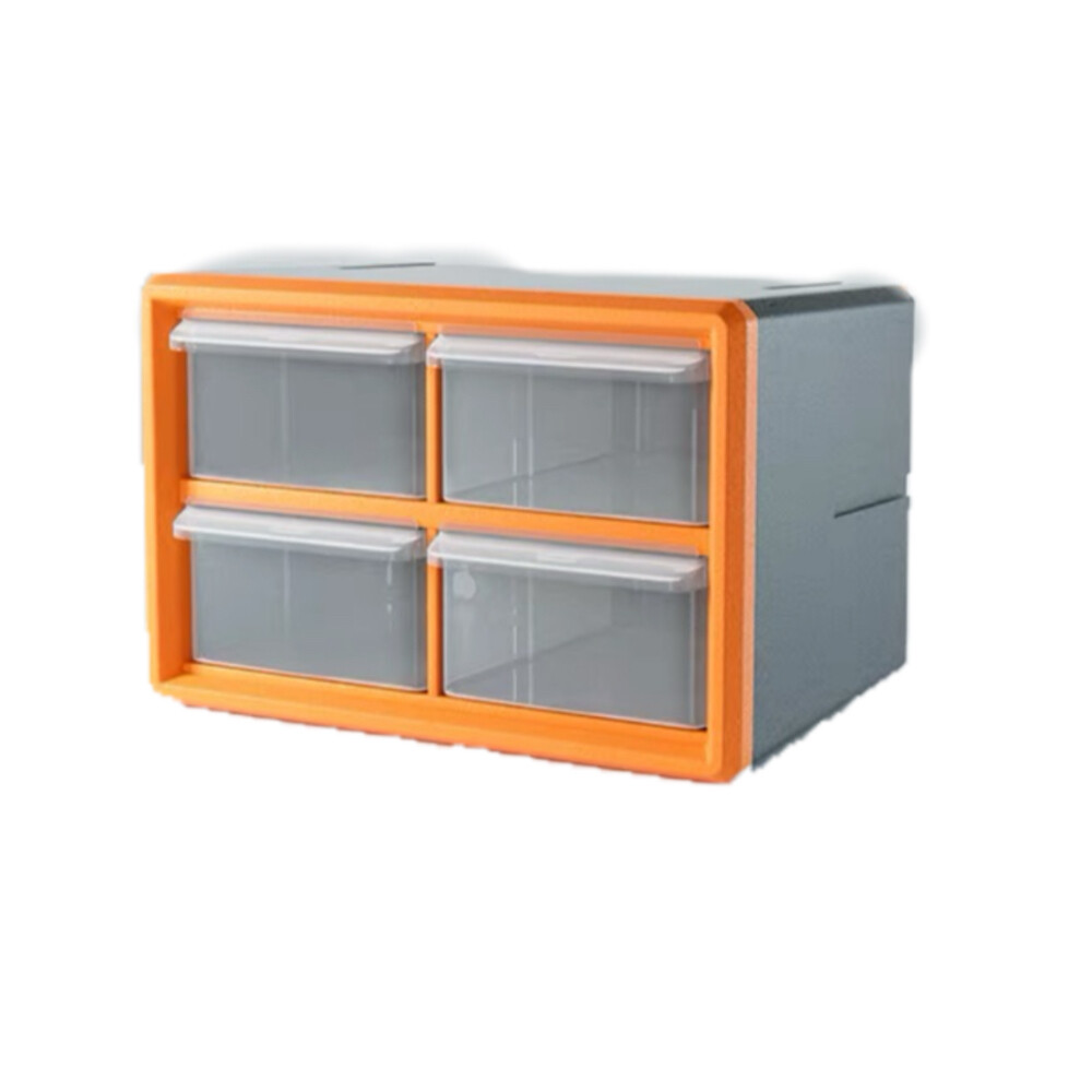 Drawer type parts box, A804OG, four compartments, orange and black, length 9.84 inch, width 7.09 inch, height 6.69 inch