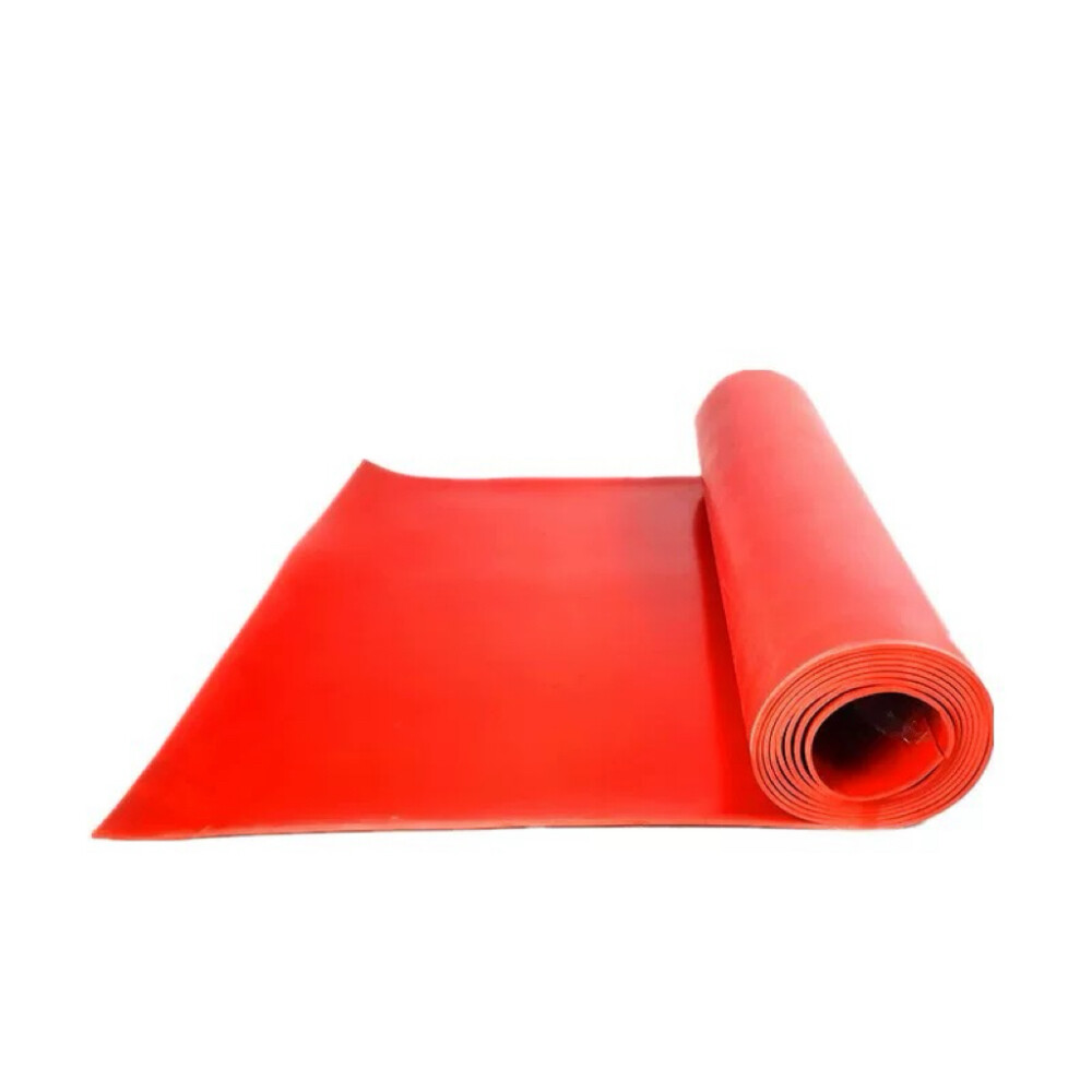 Flat rubber insulation mat, model 20RP06R, red, width 39.37 inch, length 393.70 inch, thickness 0.24 inch, test voltage 15000 volt