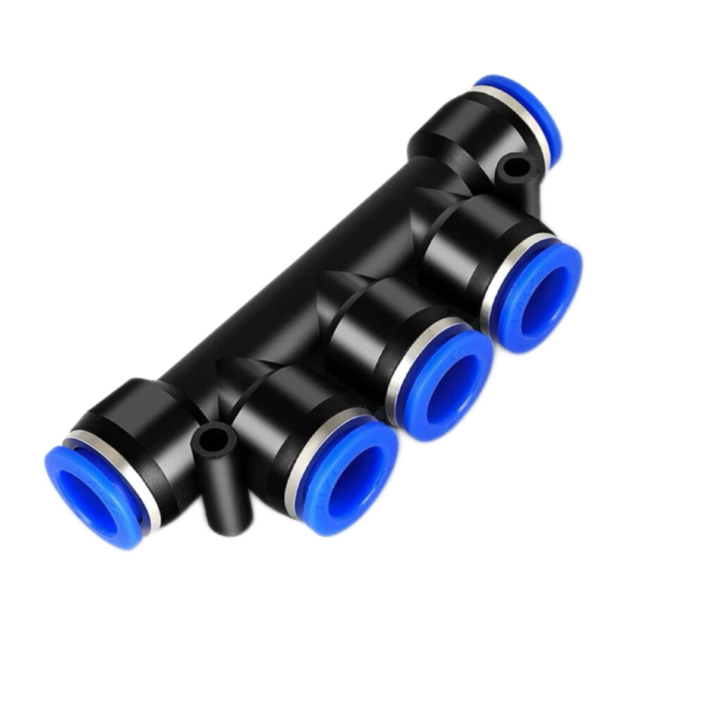 Five way reducing pneumatic quick connector, PKG8 6, tube outer diameter from 0.31 inch to 0.24 inch, plastic