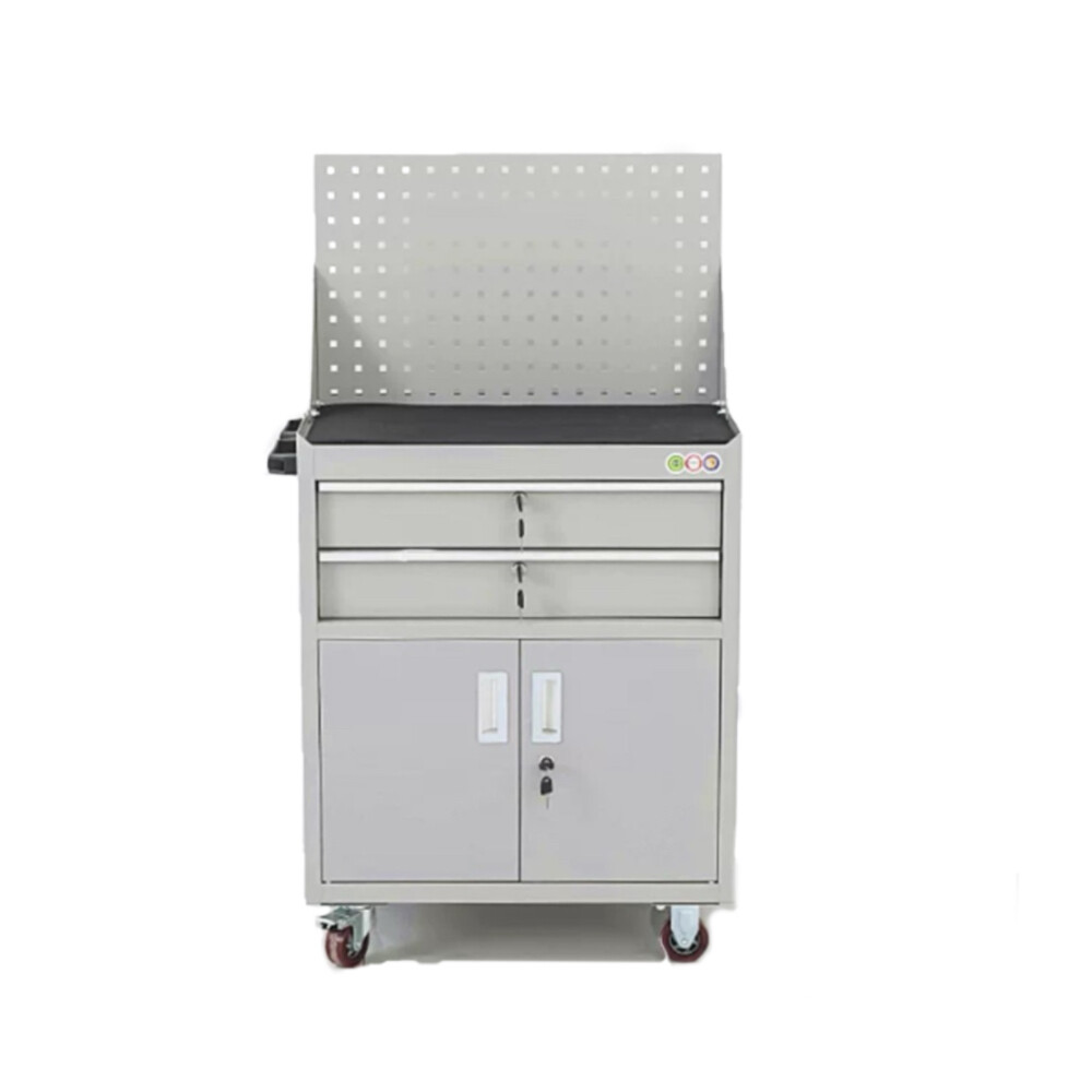 Heavy duty tool cart with two drawers and pegboard, TH223, length 24.80 inch, width 15.75 inch, height 47.24 inch, load capacity 220.46 pound