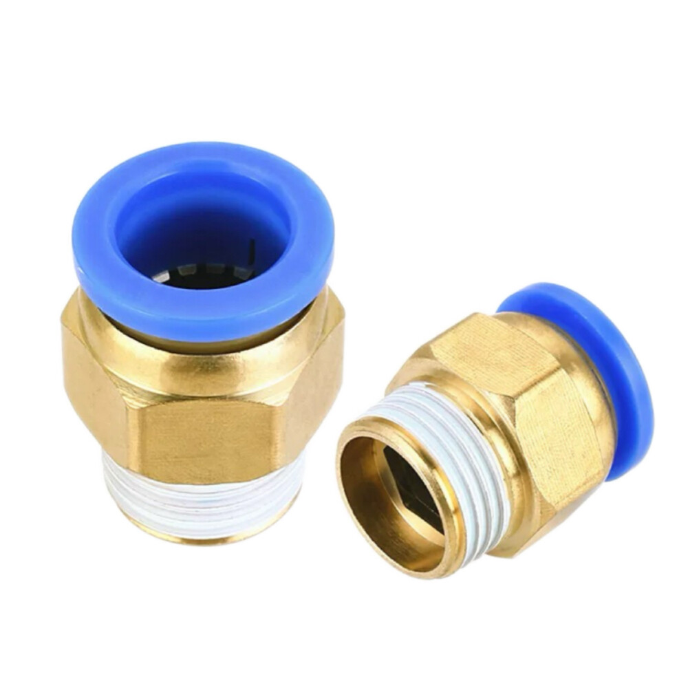 Pneumatic Quick Connector, Male Thread Straight, PC 12 03, 0.47 in Hose to 3 8 in Thread