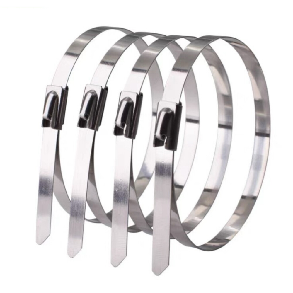 Stainless steel cable tie, 304 material, width 0.31 inch, length 15.75 inch, Pkg Qty 100