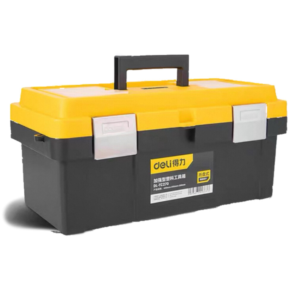 Reinforced plastic toolbox, model DL TC270, 17 inch, length 15.75 inch, width 7.87 inch, height 7.48 inch