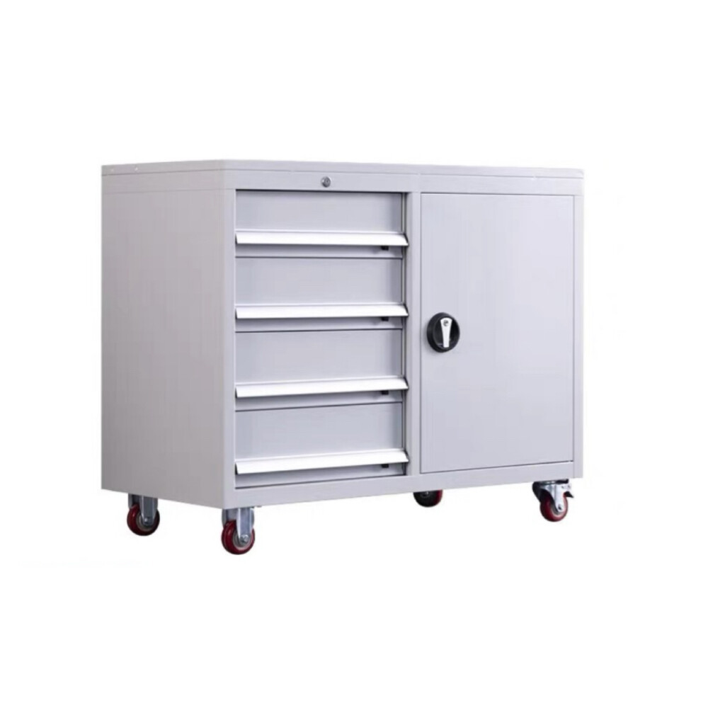 Heavy duty tool cart, four drawers and one door, length 39.37 inch, width 19.69 inch, height 33.46 inch, load capacity 220.46 pound