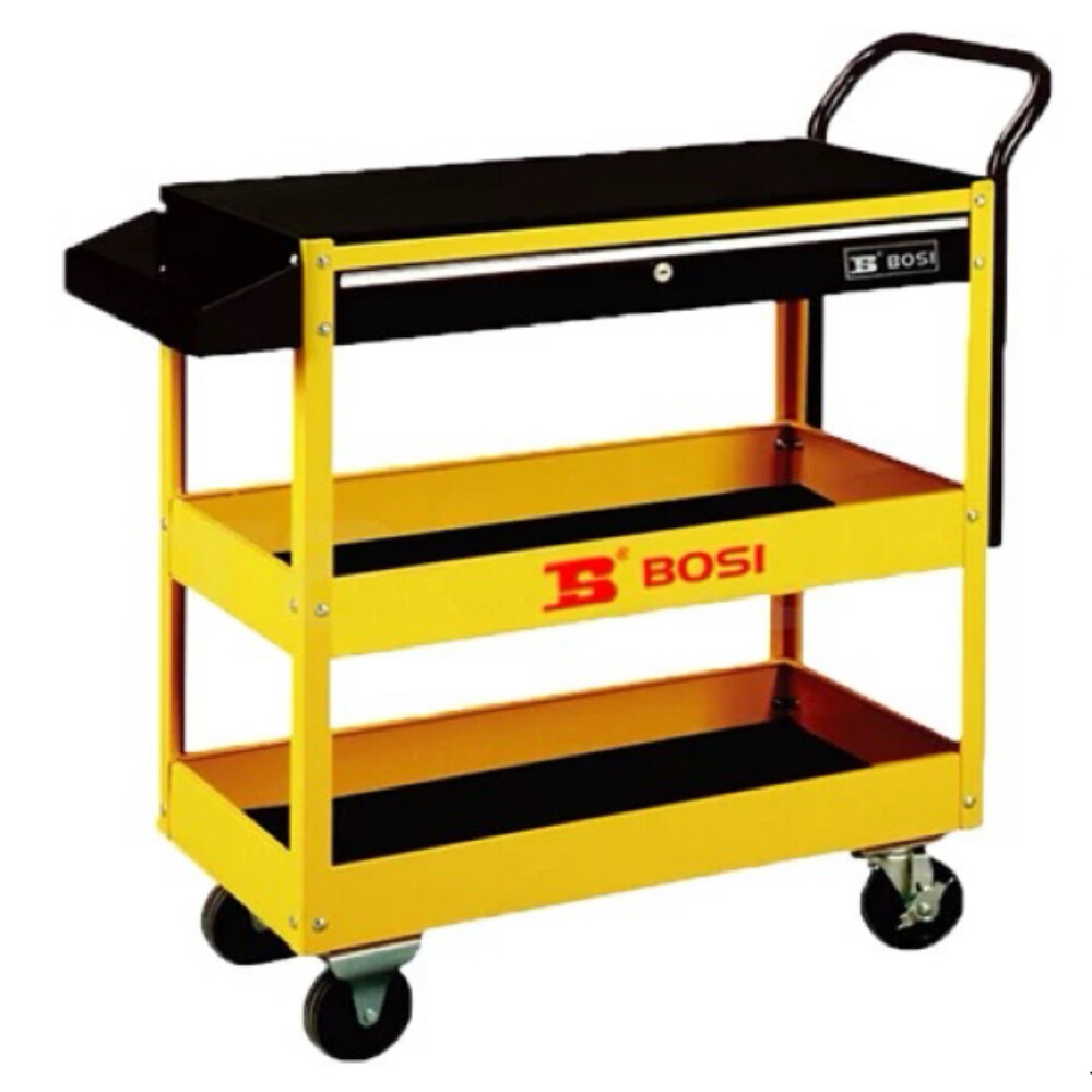 Three tier tool cart, BS522812, length 36.81 inch, width 15.55 inch, height 32.48 inch, load capacity 286.60 pound