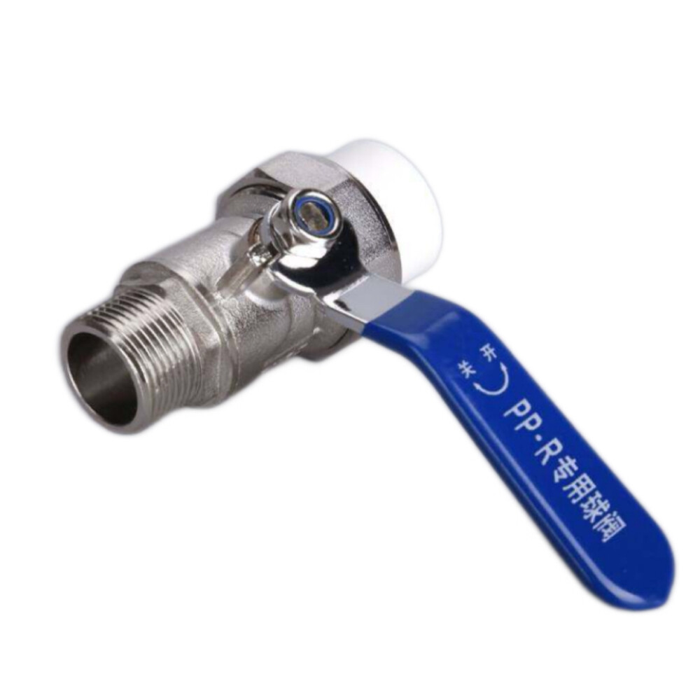 PPR Thickened Electroplated Brass Ball Valve, DN20 by 1 2 in, 0.79 in Nominal Diameter, 16 bar Nominal Pressure, Heat Fusion Connection