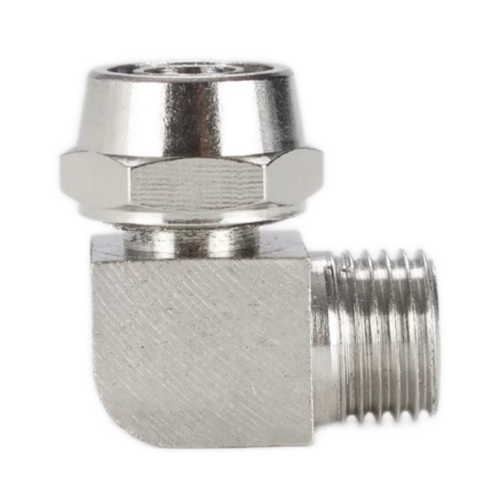 Threaded Elbow Air Hose Connector, BYQD 08 Series, PL4 02, 0.16 in Hose to 0.25 in Male Thread