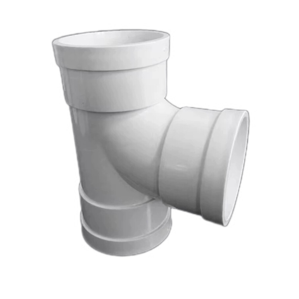 PVC U Drainage Tee, dn75, 3 in Nominal Diameter, White, Compatible with 3 in Pipe