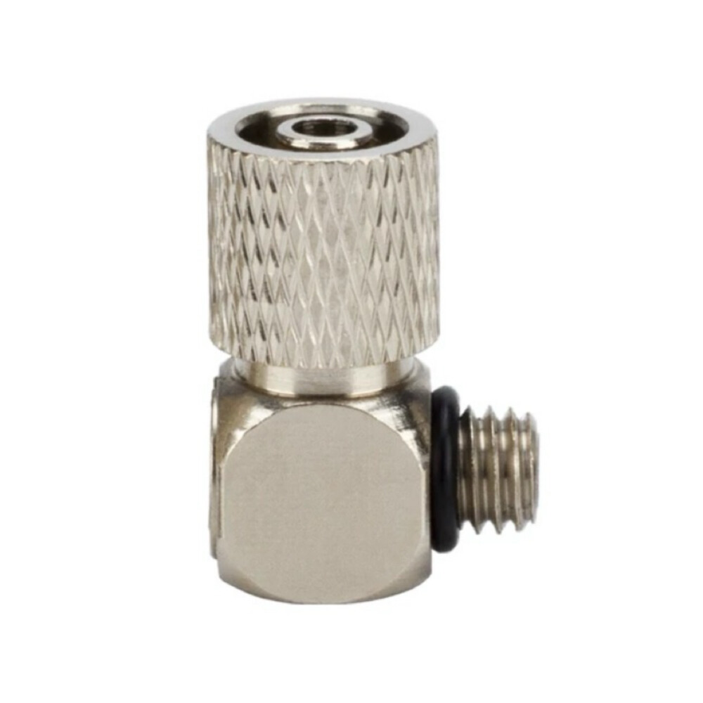 Micro Quick Twist Elbow Air Hose Connector, 0.12 in Hose to M5 Male Thread