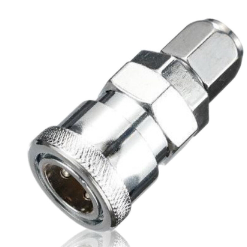C Type Pneumatic Quick Connector, Female Head, 0.31 in to 0.20 in Hose, Chrome Plated Iron