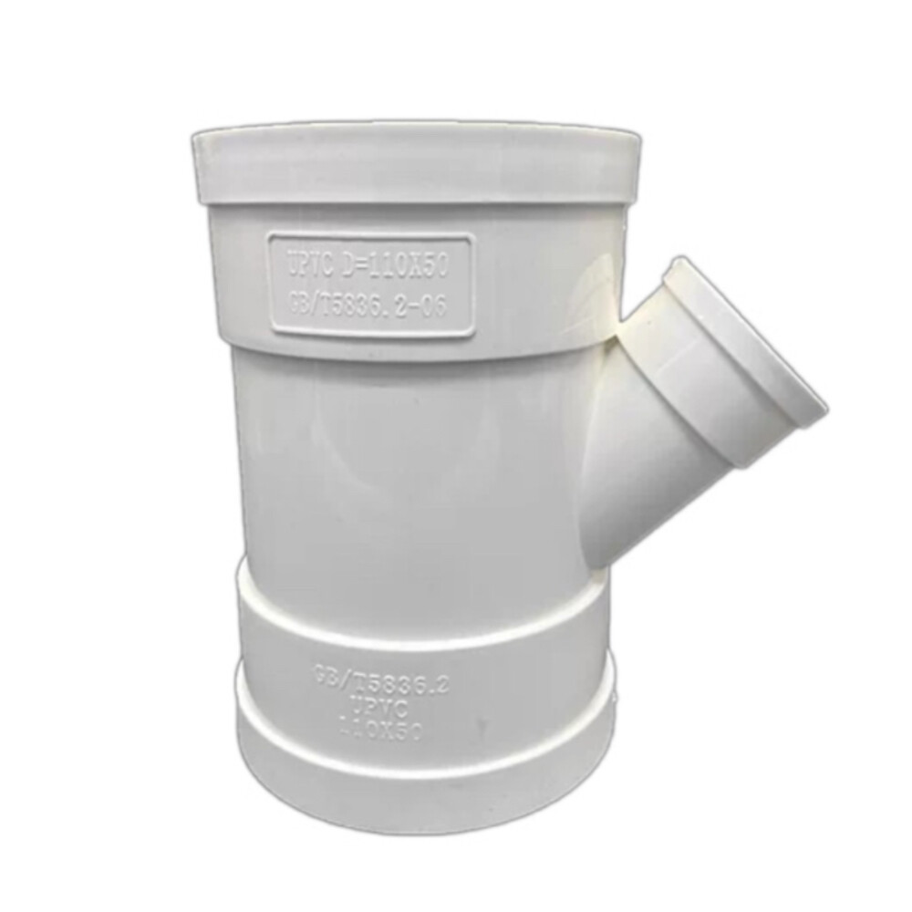 PVC Drainage Reducing Wye, 4.33 in to 1.97 in, Milky White