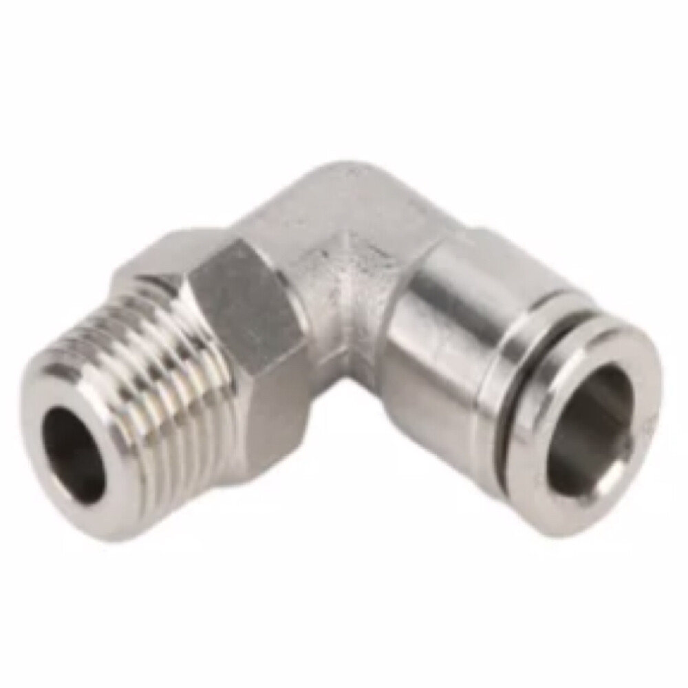 Full Copper Push In Elbow Connector, TKC PL Type, TKC PL6 02, 0.24 in Hose to 0.25 in Male Thread