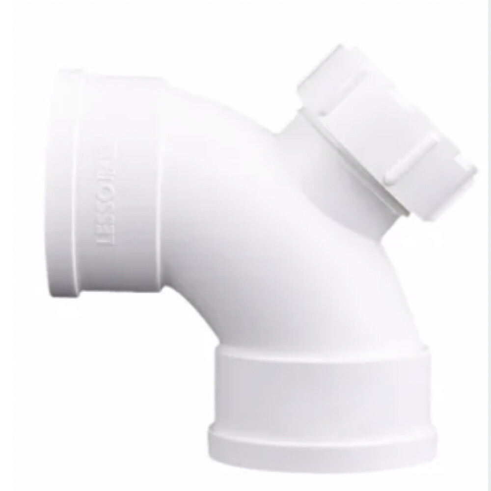 PVC U Drainage Elbow, 90 Degree, With Inspection Port, dn110, 4.33 in Nominal Diameter, White, Compatible with 4.33 in Pipe