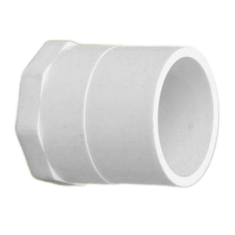 PVC Water Supply Female Thread Coupling, Large Inner Diameter 1.26 in, Small Inner Diameter 1 in, Pkg Qty 50