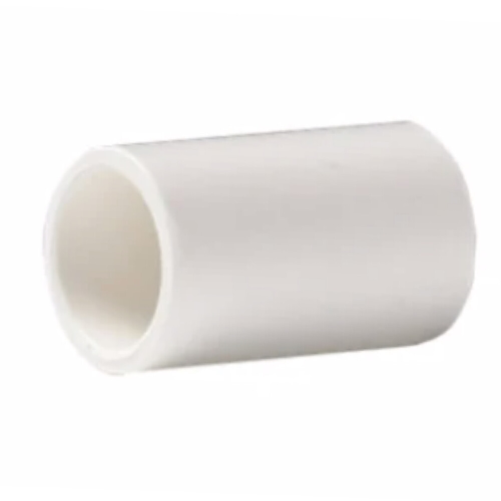 PVC U Electrical Conduit Straight Coupling, DN25, 1 in Nominal Diameter, Compatible with 1 in Pipe, White