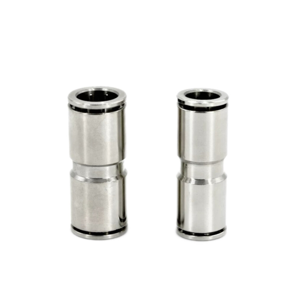 Copper Straight Two Way Pneumatic Quick Plug Connector, 0.16 in Hose to 0.16 in Hose