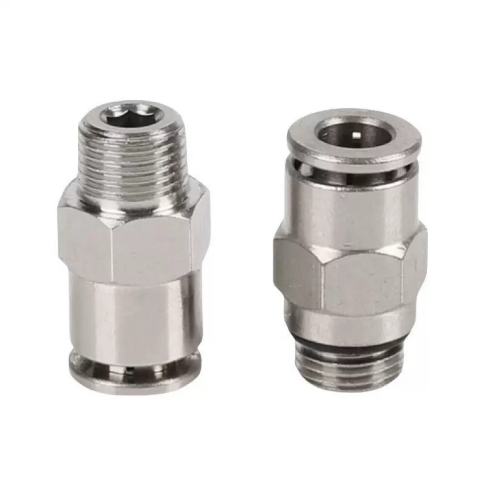 Full Copper Push In Connector, TKC PC Type, TKC PC8 01, 0.31 in Hose to 0.125 in Male Thread