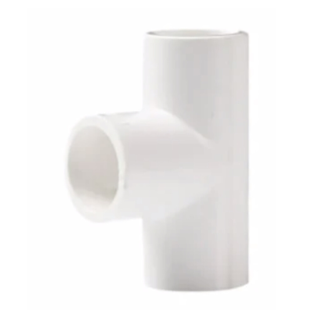 PVC Water Supply Tee, DN25, 1 in Nominal Diameter, Compatible with 1 in Pipe, White