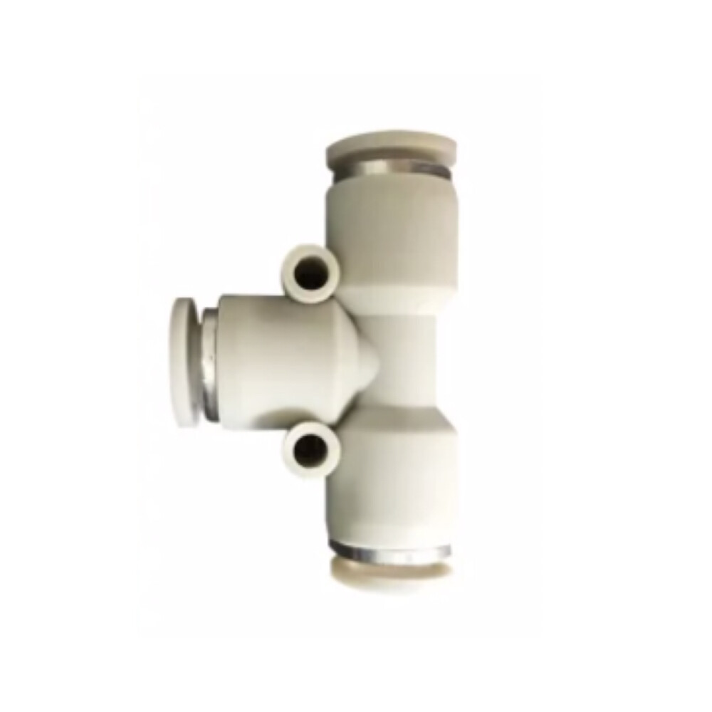 PE Series T Type Tee Quick Connector, PE8, 0.31 in Hose to 0.31 in Hose to 0.31 in Hose