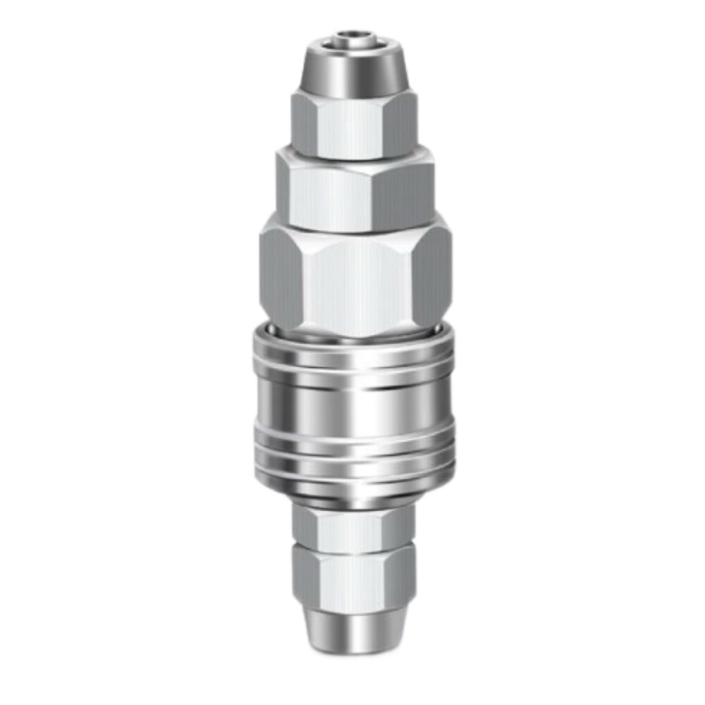 C Type Self Locking Pneumatic Round Three Way Connector, SMY, 0.5 in Male Thread, 0.31 in to 0.20 in Hose