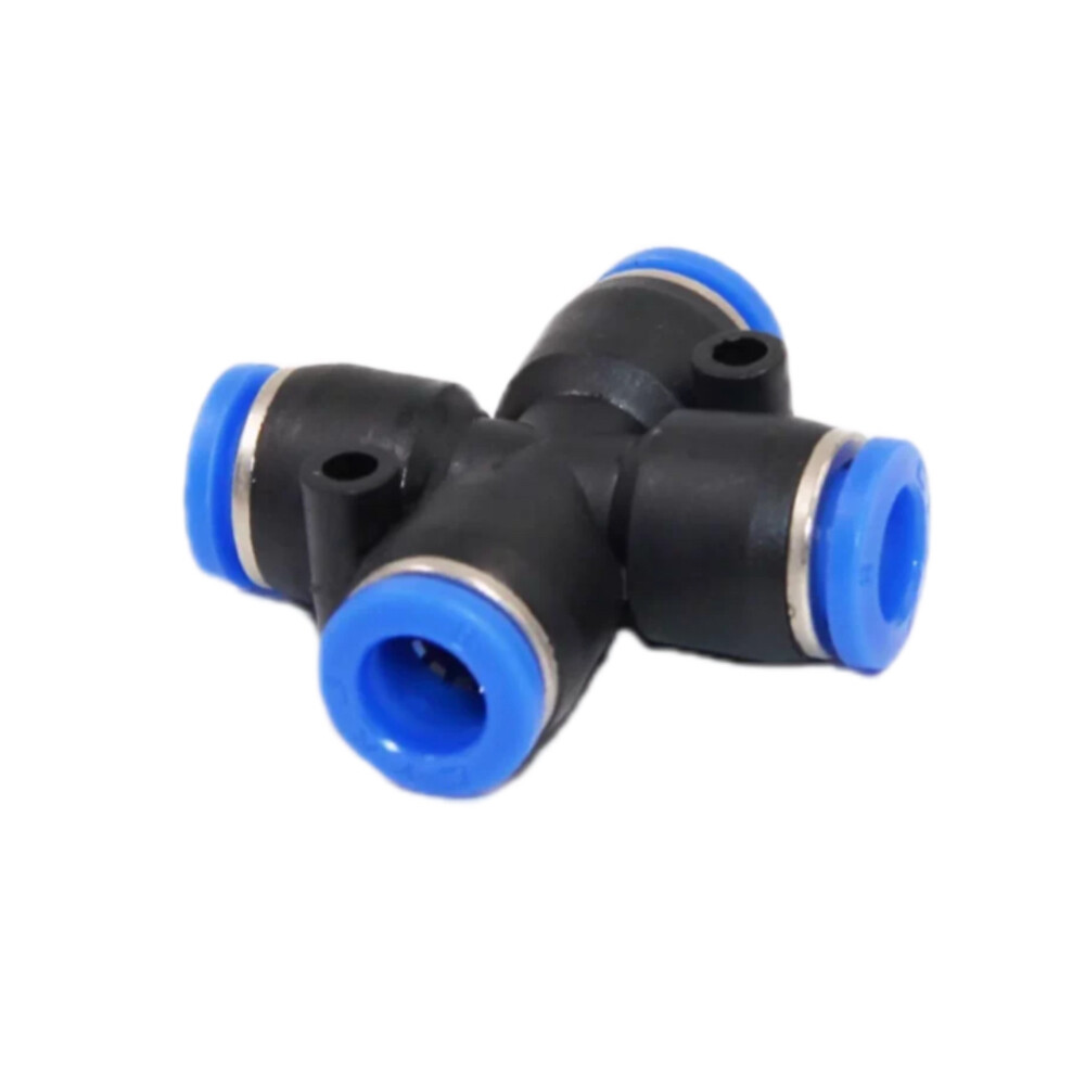 Cross Type Four Way Quick Connector, PZA 8, 0.31 in Hose to 0.31 in Hose to 0.31 in Hose to 0.31 in Hose