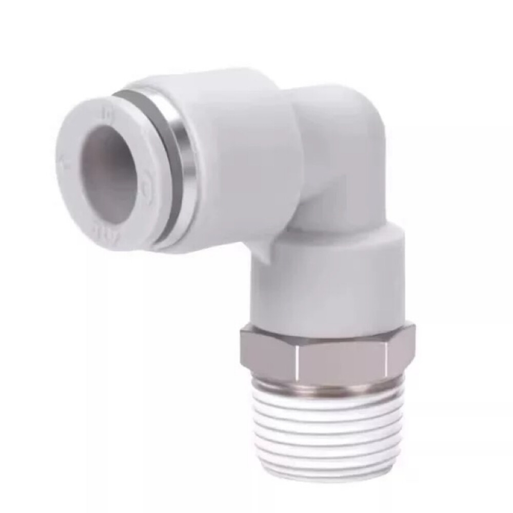 L Type Hex Male Thread Elbow Push In Fitting, PL601, 0.24 in Hose to M10 Thread