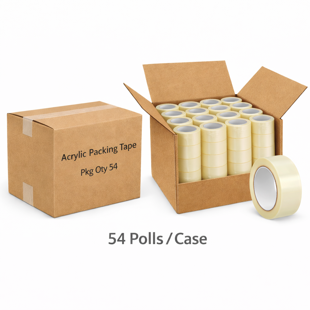 Acrylic Packing Tape: 2.3 mil Tape Thick, 2 in x 110 yd, 2 in, Clear, Medium_Duty,Pkg Qty 54