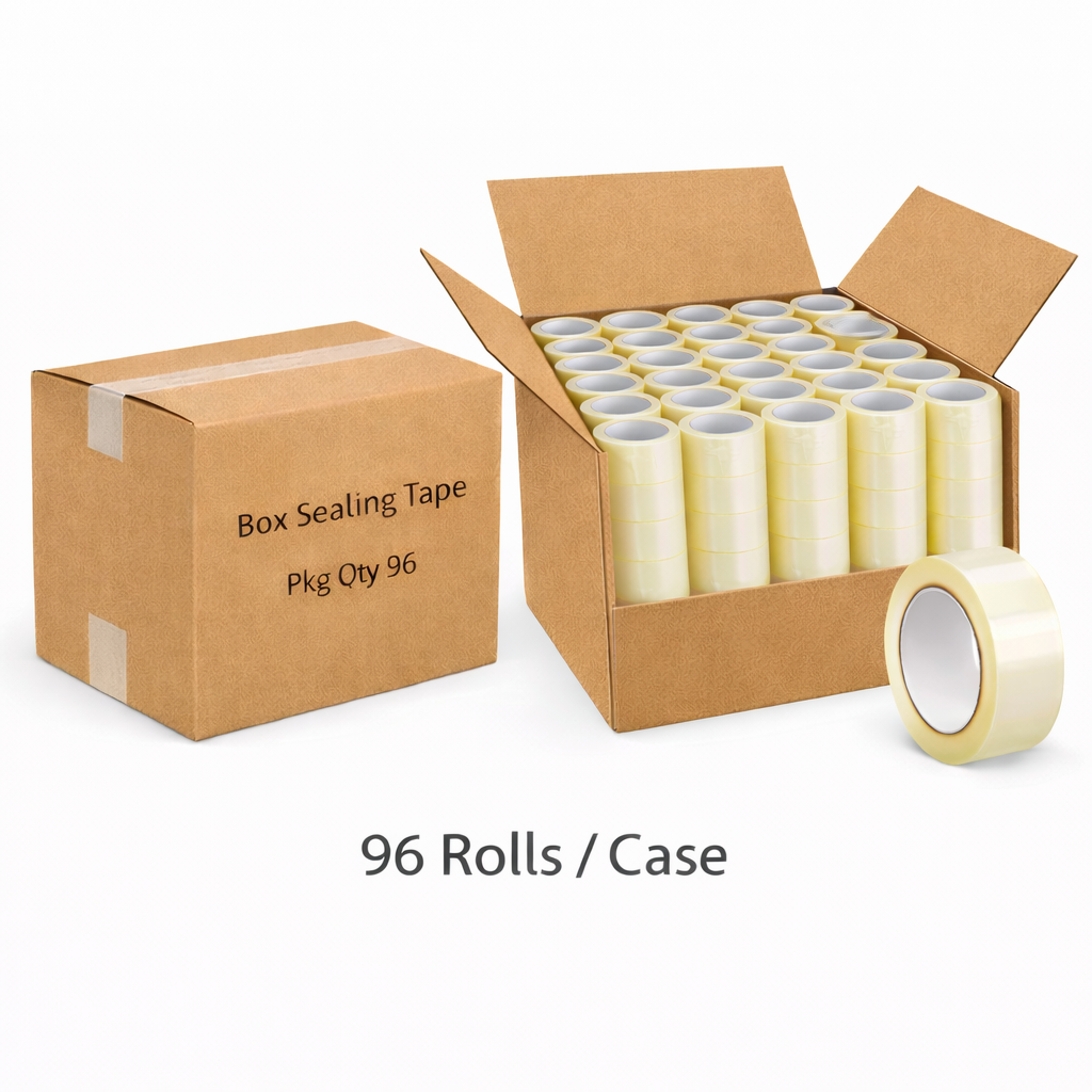 Acrylic Packing Tape: 2.3 mil Tape Thick, 2 in x 55 yd, 2 in, Clear, HD, Medium_Duty,Pkg Qty 96