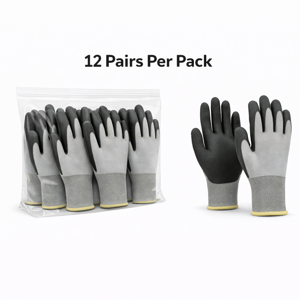 Knit Cut Resistant Work Gloves, Nitrile Coated, HPPE, A7 Cut Level, 18ga, Gray, Pkg Qty 12