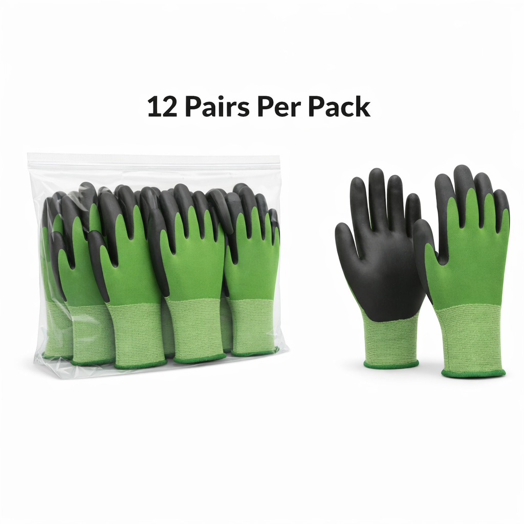 Knit Cut Resistant Work Gloves, Nitrile Coated, Nylon, A3 Cut Level, 21ga, Green, Pkg Qty 12