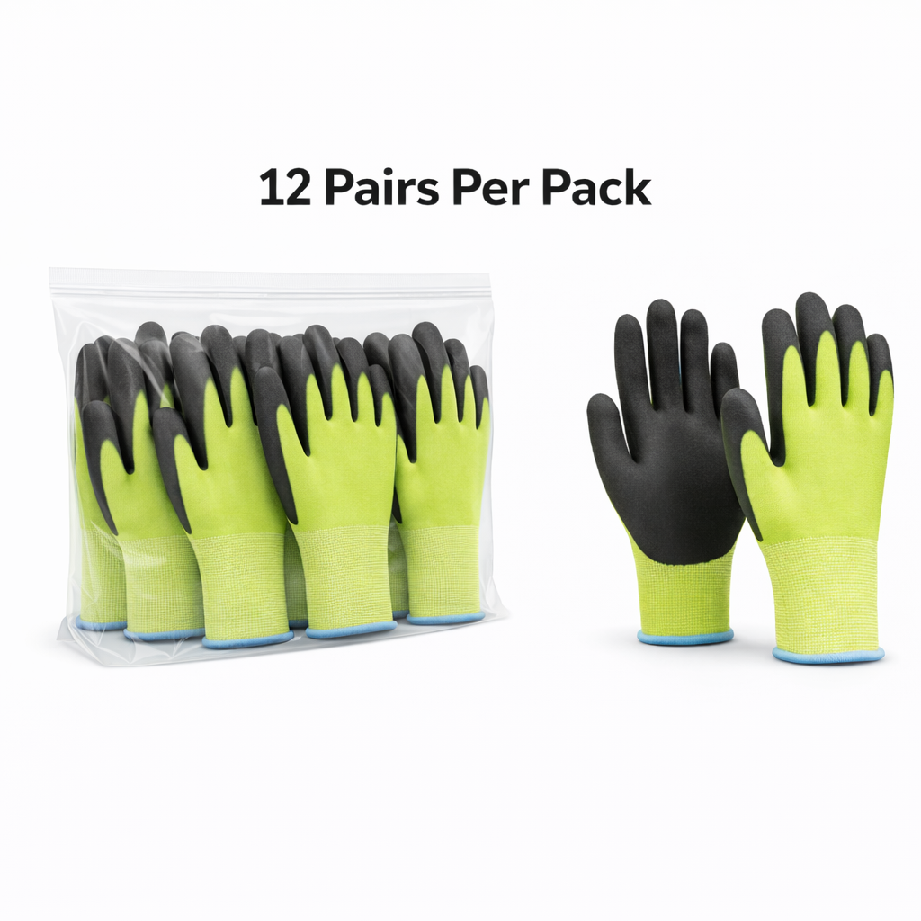 Knit Cut Resistant Work Gloves, Nitrile Coated, HPPE, A4 Cut Level, 18ga, Green, Pkg Qty 12