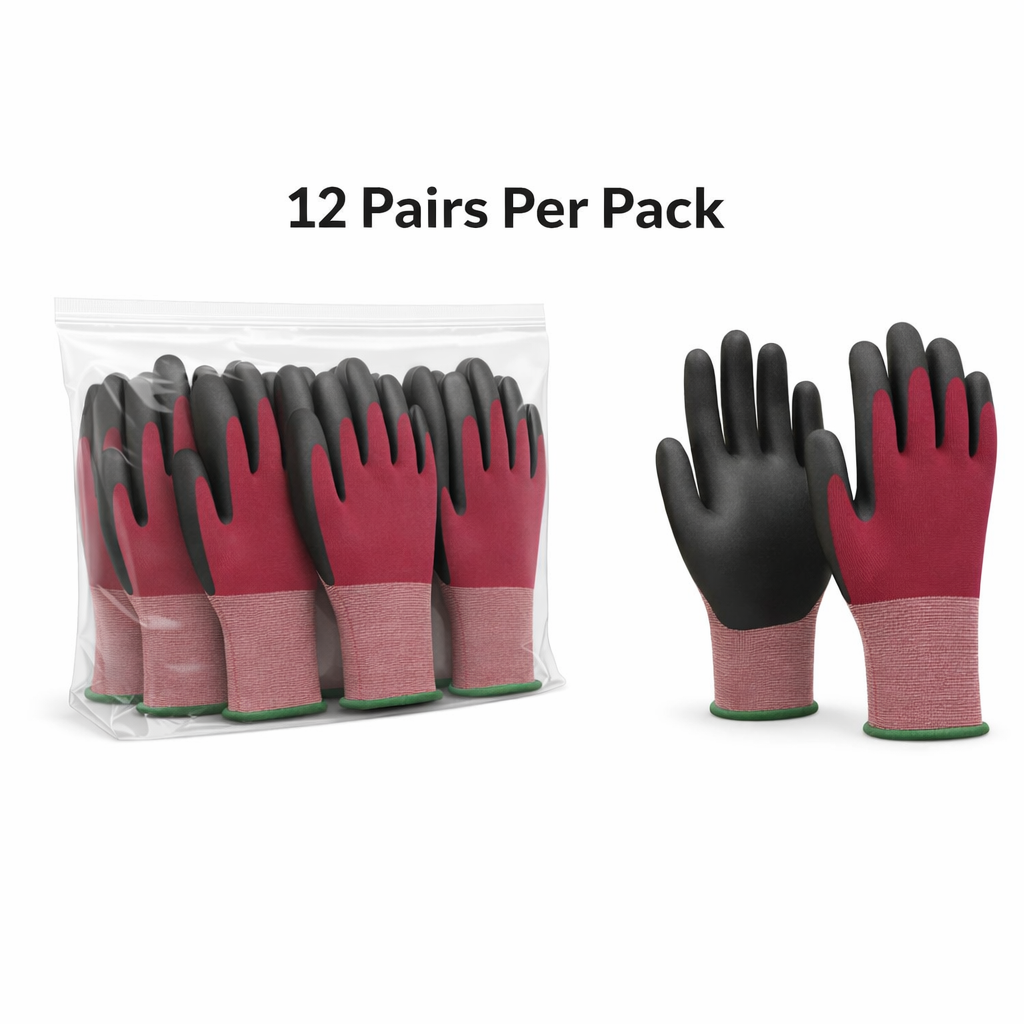 Knit Cut Resistant Work Gloves, Nitrile Coated, Nylon, A3 Cut Level, 21ga, Red, Pkg Qty 12