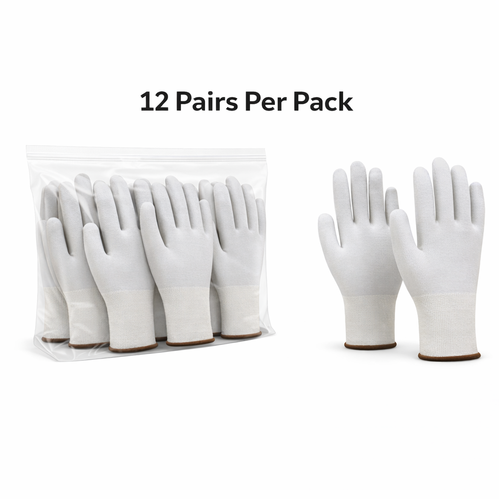 Knit Cut Resistant Work Gloves, HPPE, A3 Cut Level, 18ga, White, Pkg Qty 12