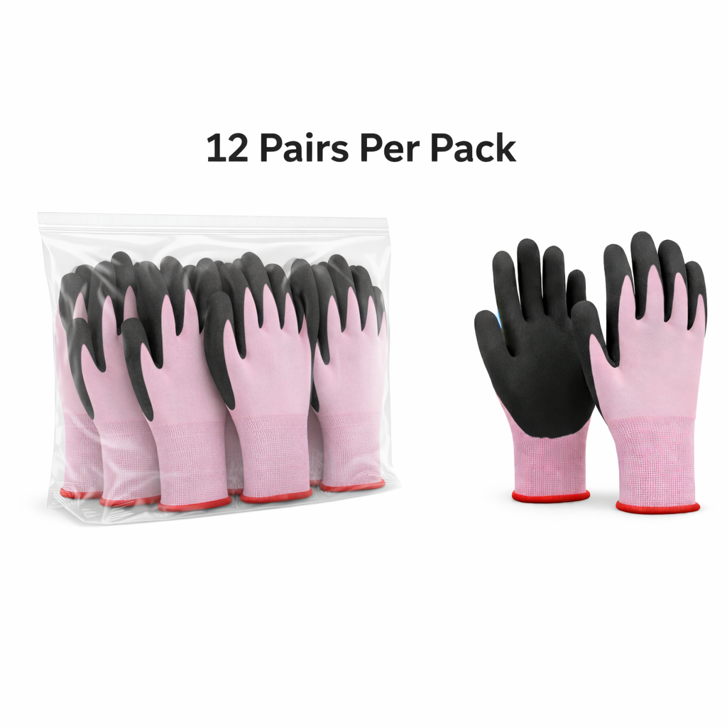 Knit Cut Resistant Work Gloves, Nitrile Coated, HPPE, A4 Cut Level, 21ga, Pink, Pkg Qty 12