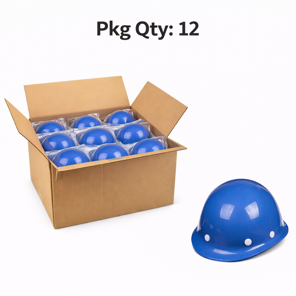 Ventilated ABS Safety Helmet, 8 Point Ratchet Suspension, Blue, Pkg Qty 12