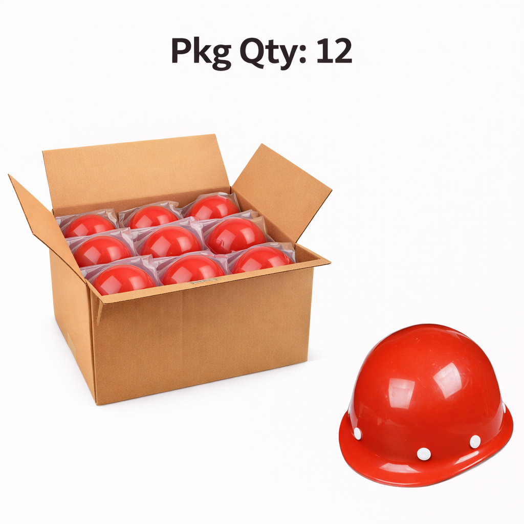 Ventilated ABS Safety Helmet, 8 Point Ratchet Suspension, Red, Pkg Qty 12