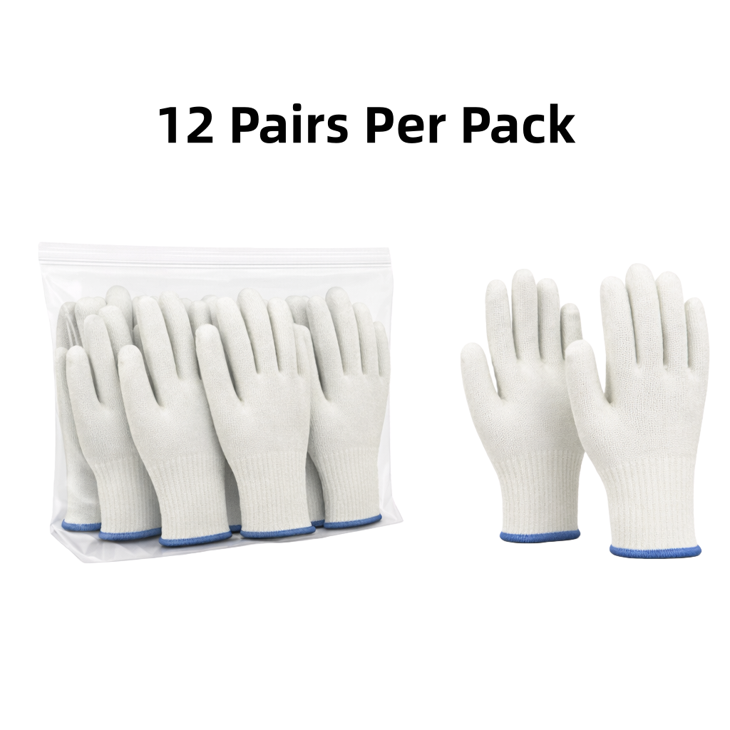 Knit Cut Resistant Work Gloves, Cotton, A3 Cut Level, 10ga, White, One Size, Pkg Qty 12