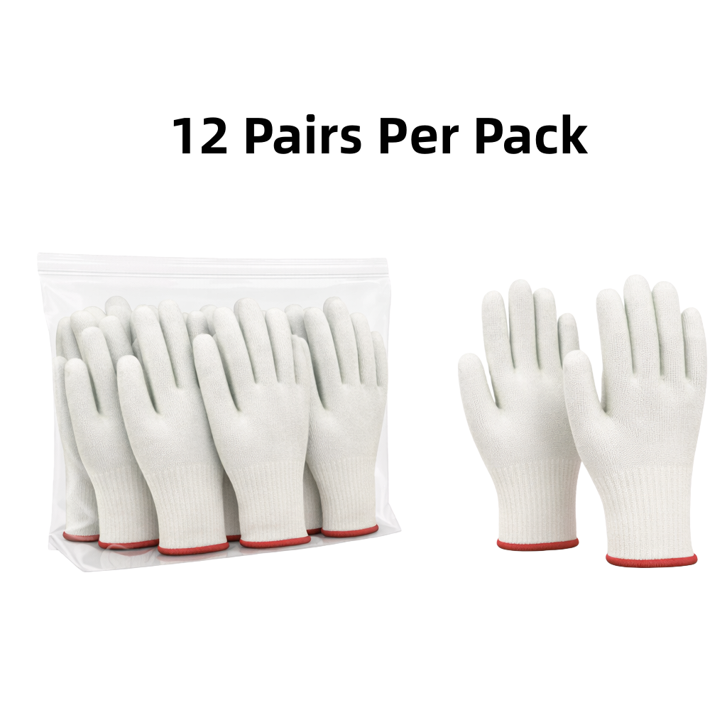 Knit Cut Resistant Work Gloves, Cotton, 10ga, White, One Size, Pkg Qty 12