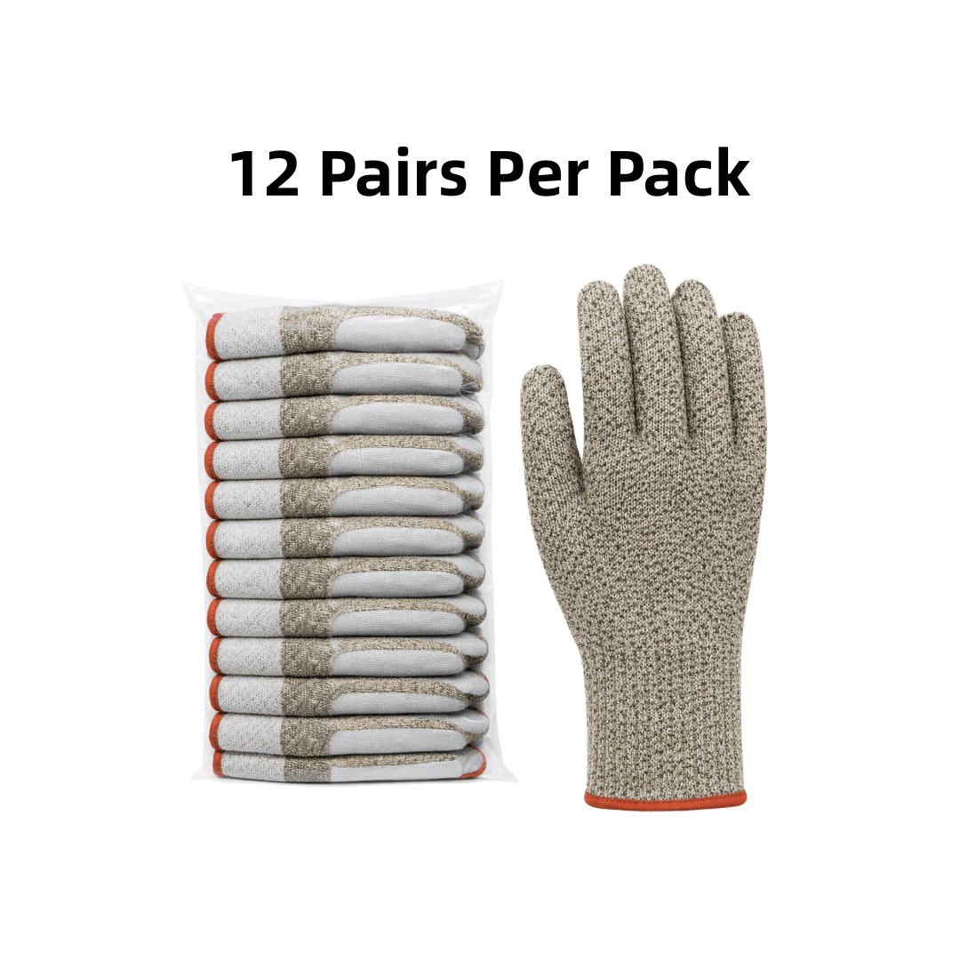 Knit Cut Resistant Work Gloves, Split Leather Coated, Aramid, A5 Cut Level, 7ga, Gray, Pkg Qty 12