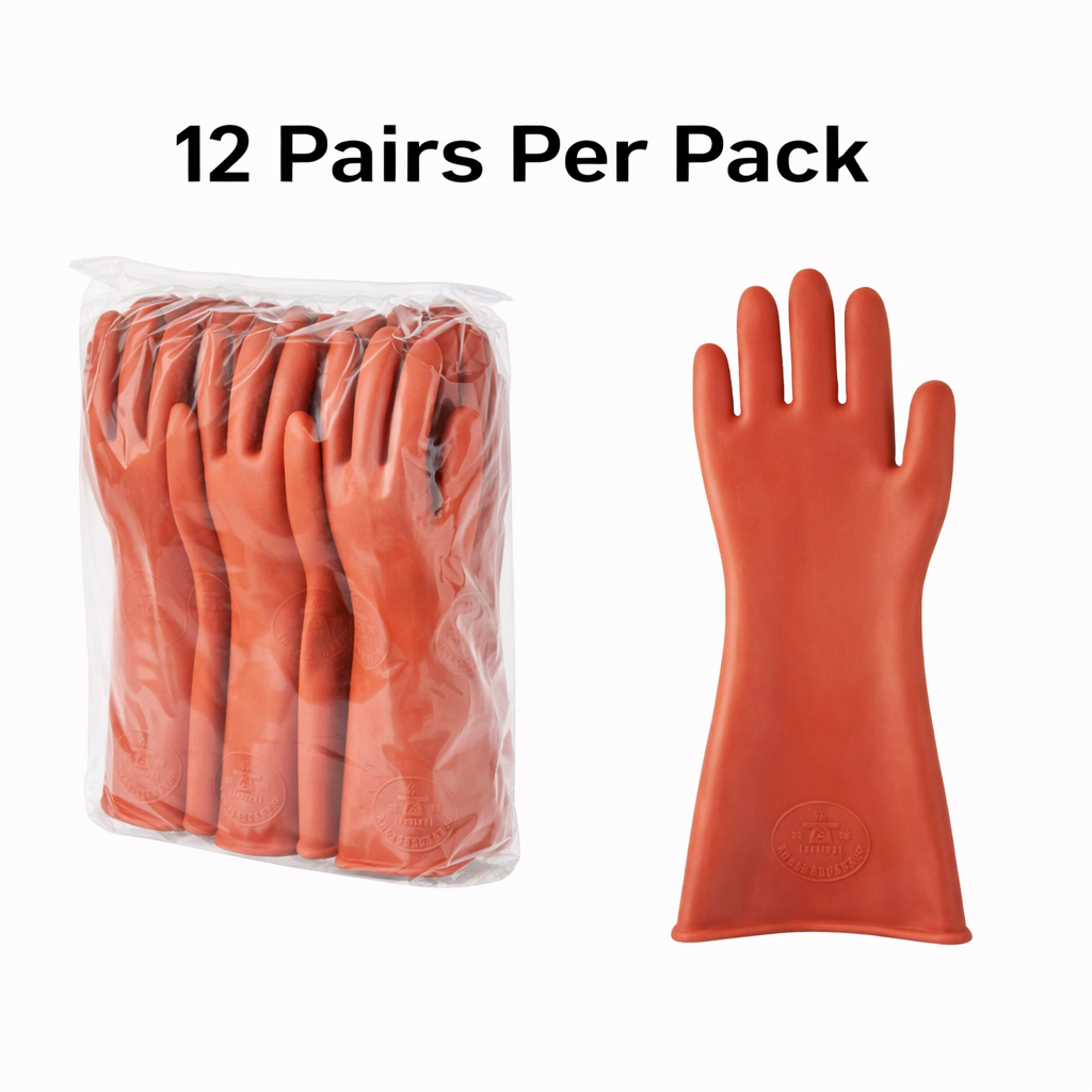 Electrical Insulating Gloves, 12 kV AC Rated, 16 in Length, Red, Pkg Qty 12