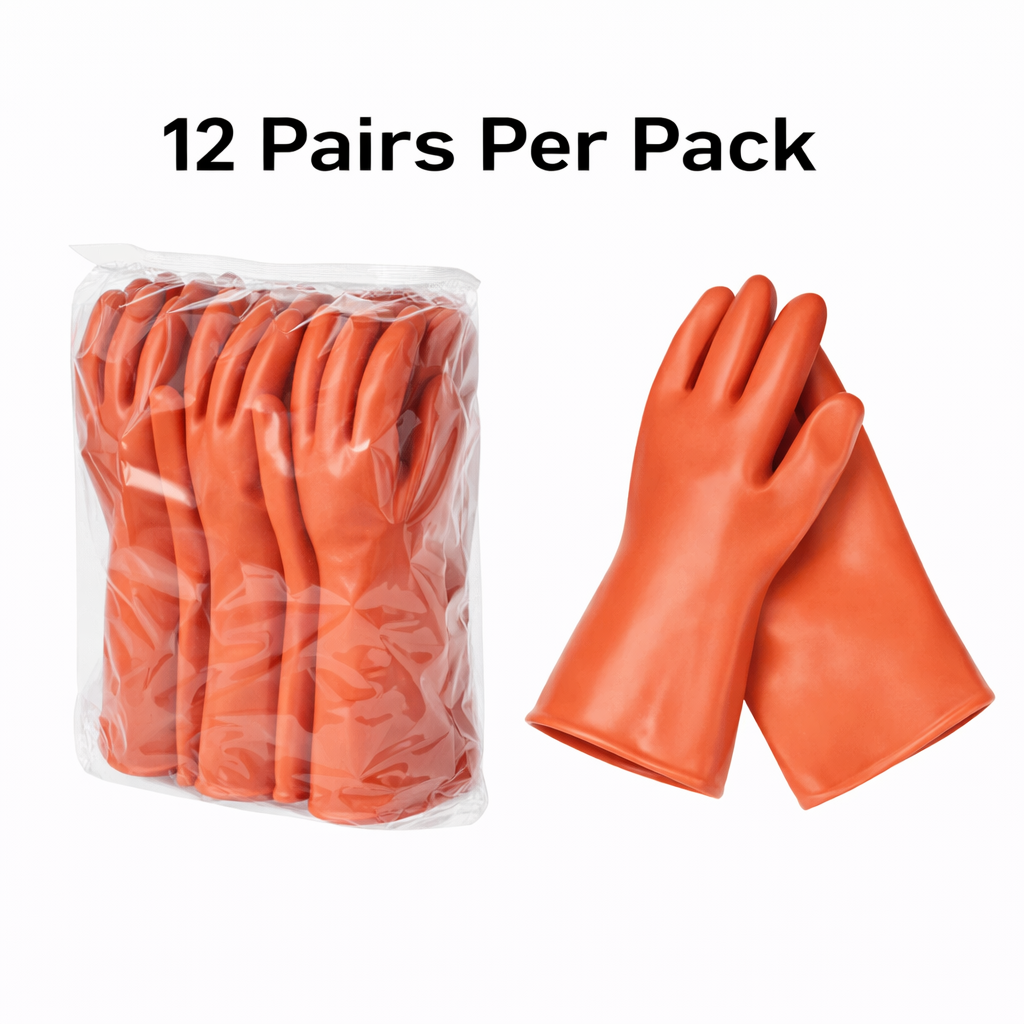 Electrical Insulating Gloves, 12 kV AC Rated, 16 in Length, Red, Pkg Qty 12