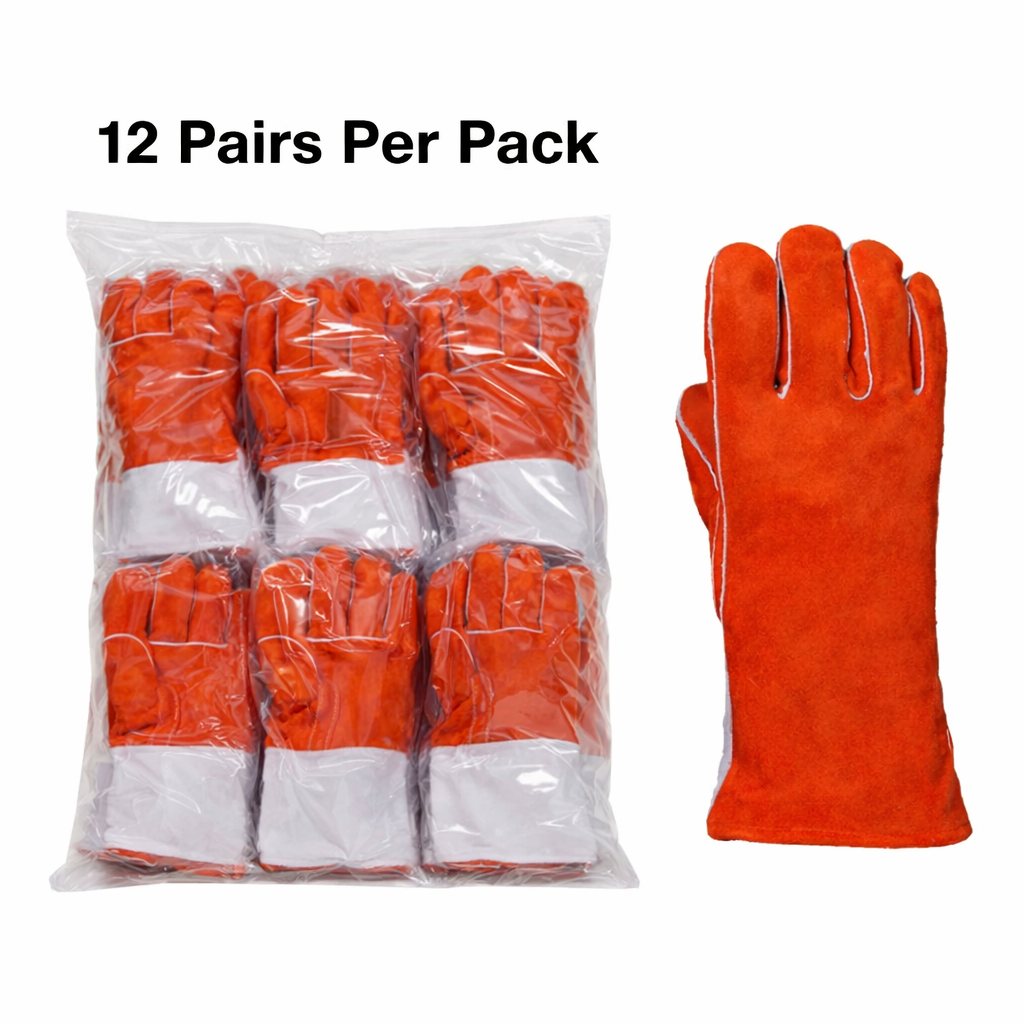 Weldas Welding Gloves, Split Cowhide Leather, Heat and Flame Resistant, Reinforced Cuff, Comfortable Cotton Lining for Protection, Ideal for Welding and Industrial Work, Pkg Qty 12