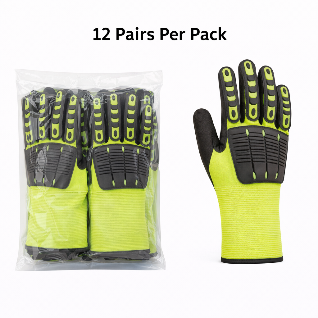 Knit Cut Resistant Work Gloves, Nitrile Coated, HPPE, TPR Back, A5 Cut Level, 13ga, Yellow, Pkg Qty 12