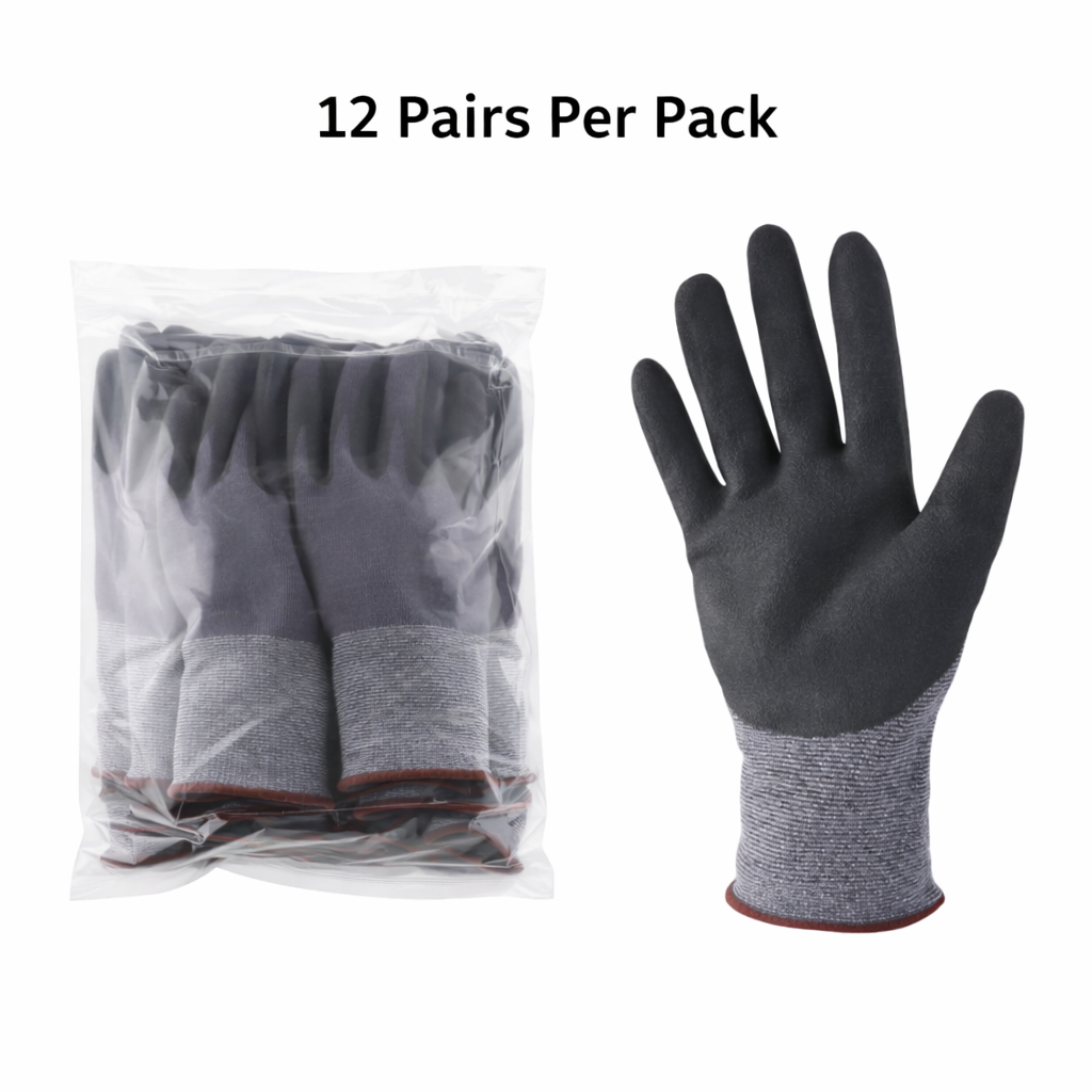 Nitrile Coated Work Gloves, Breathable Nylon Liner, EN388 Certified, 10.4in Length, Pkg Qty 12